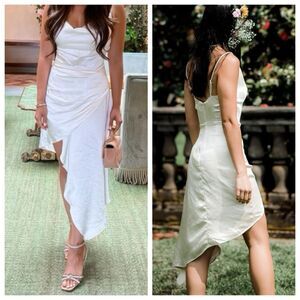 Elliatt Dress Midi Mini White Satin Jacinda Sleeveless Bride Wedding size L